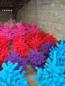 sapin couleur floqué